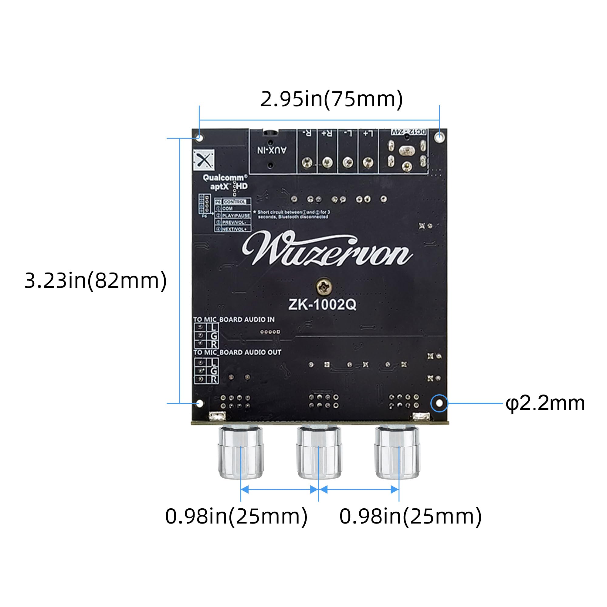 Amazon.com: ZK-1002Q 200W 2.0 Channel Bluetooth Amplifier Board